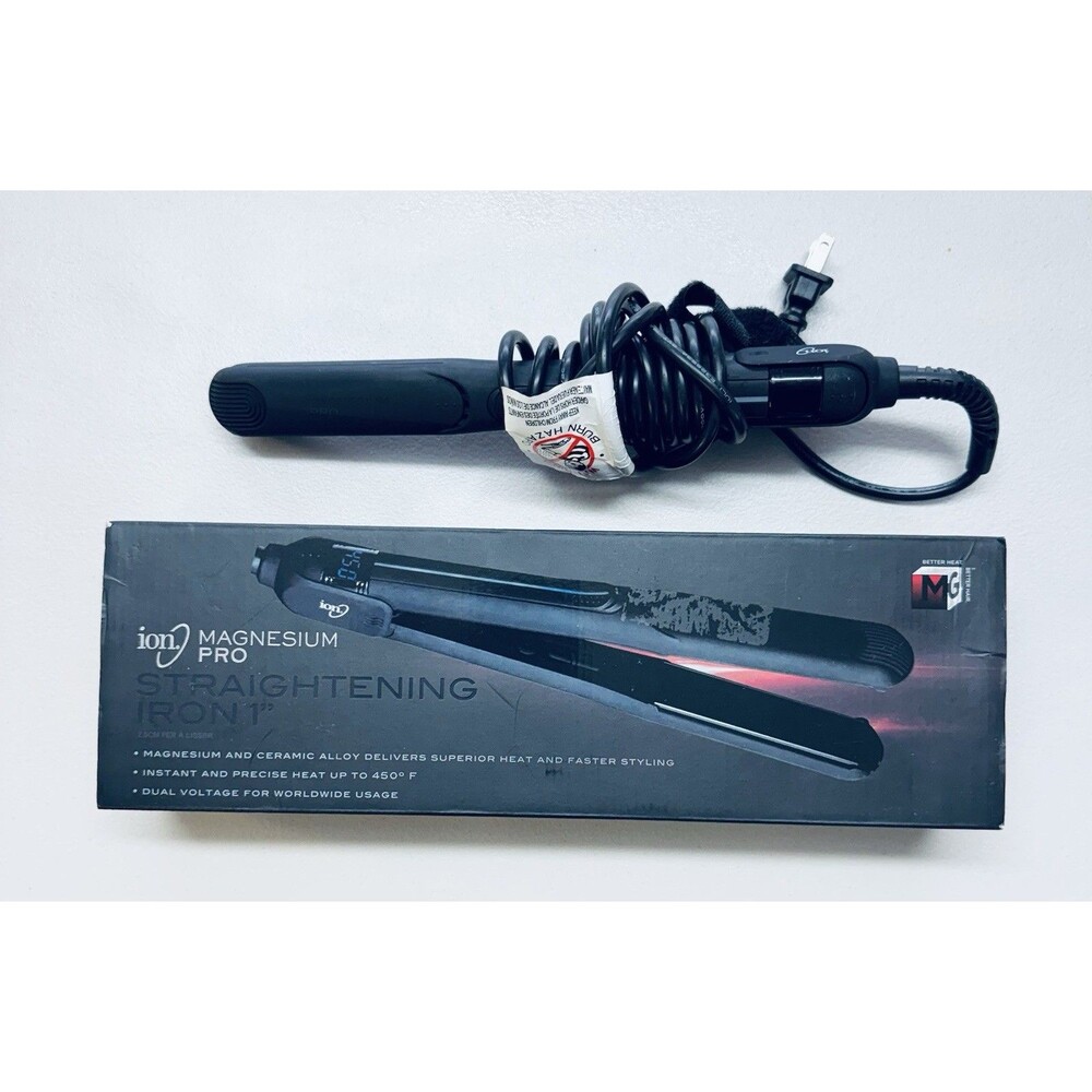 Ion Magnesium Pro Flat Iron 1 Inch-450 Degree Instant Heat Up-open Box